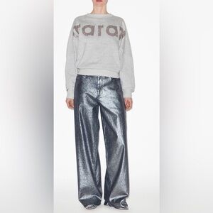 Shimmering Silver Wide Leg Jeans